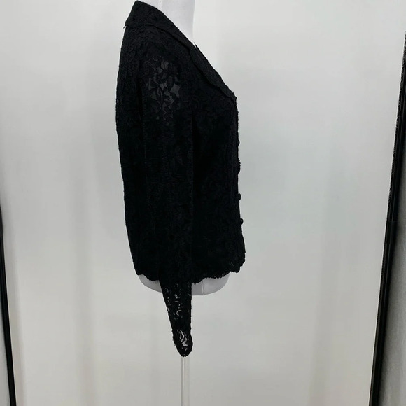 Talbots Blazer Jacket Women Size 4 Black Lace Floral Vintage Goth Victorian‎ - Picture 4 of 9